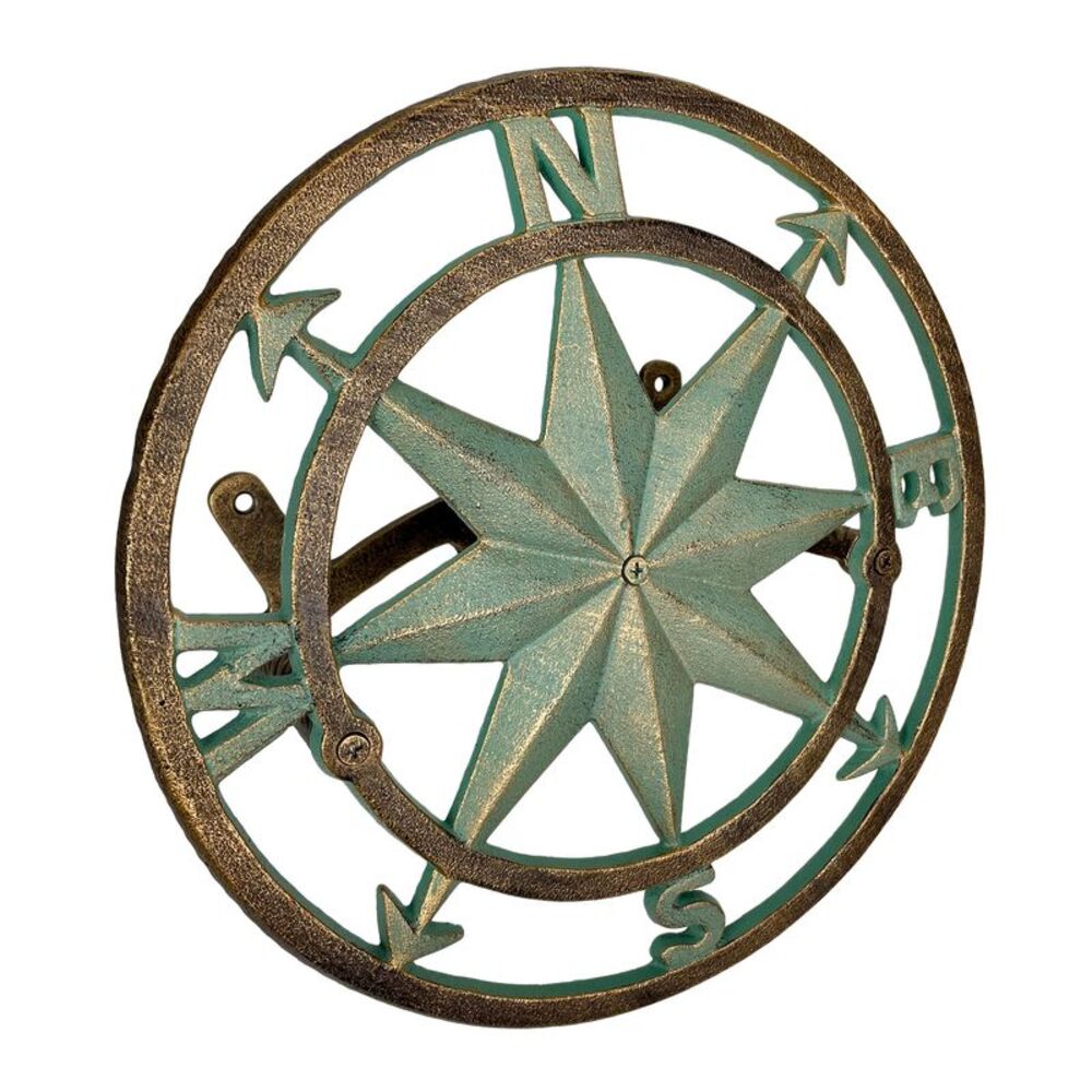Cast Iron Compass Wall Mounted Decorative Hanging Garden Hose Holder